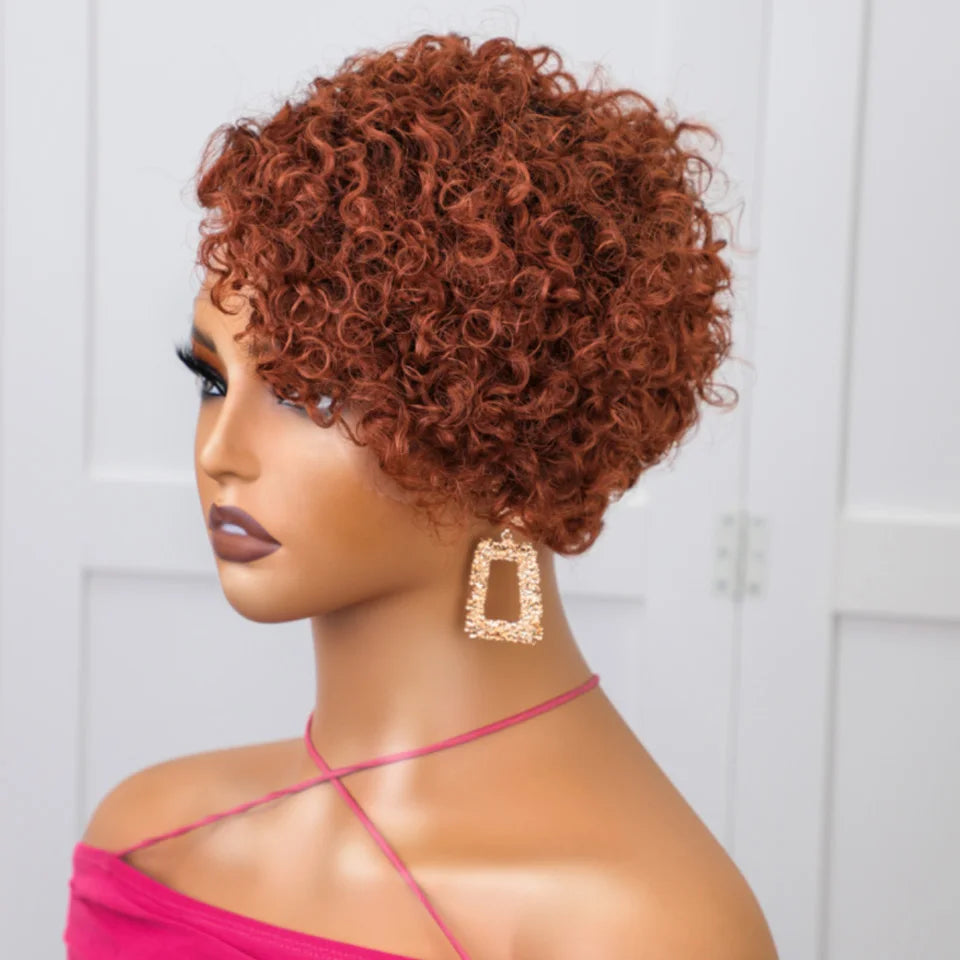Rebecca Ginger #350 Short Bob Wig Pixie Cut Wig Curly Human Hair Wigs For Women 13x6x1 Lace Front Peruvian Deep Wave Lace Wig