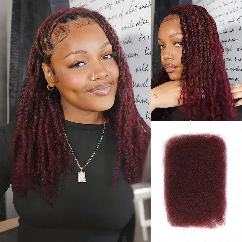 QVR Remy Afro kinky Curly Bulk Human Hair For Braiding Dreadlock Extension Loc Repair Mini Twist 50grams/pc Natural Braids Hair