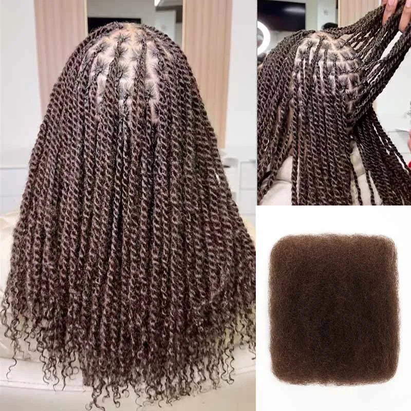 QVR Dark Brown Afro kinky Bulk Hair Extensions For Braiding Dreadlock Afro Kinky Curly Human Hair No Attachment 50grams/Pack