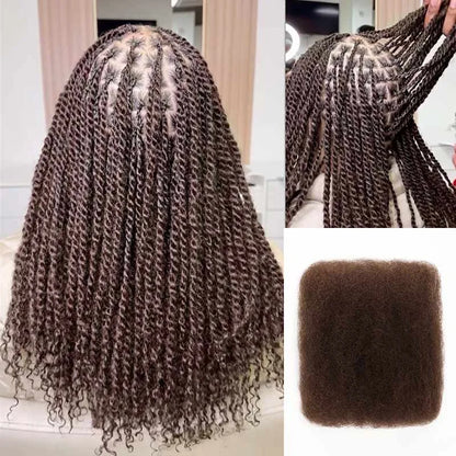 QVR Dark Brown Afro kinky Bulk Hair Extensions For Braiding Dreadlock Afro Kinky Curly Human Hair No Attachment 50grams/Pack