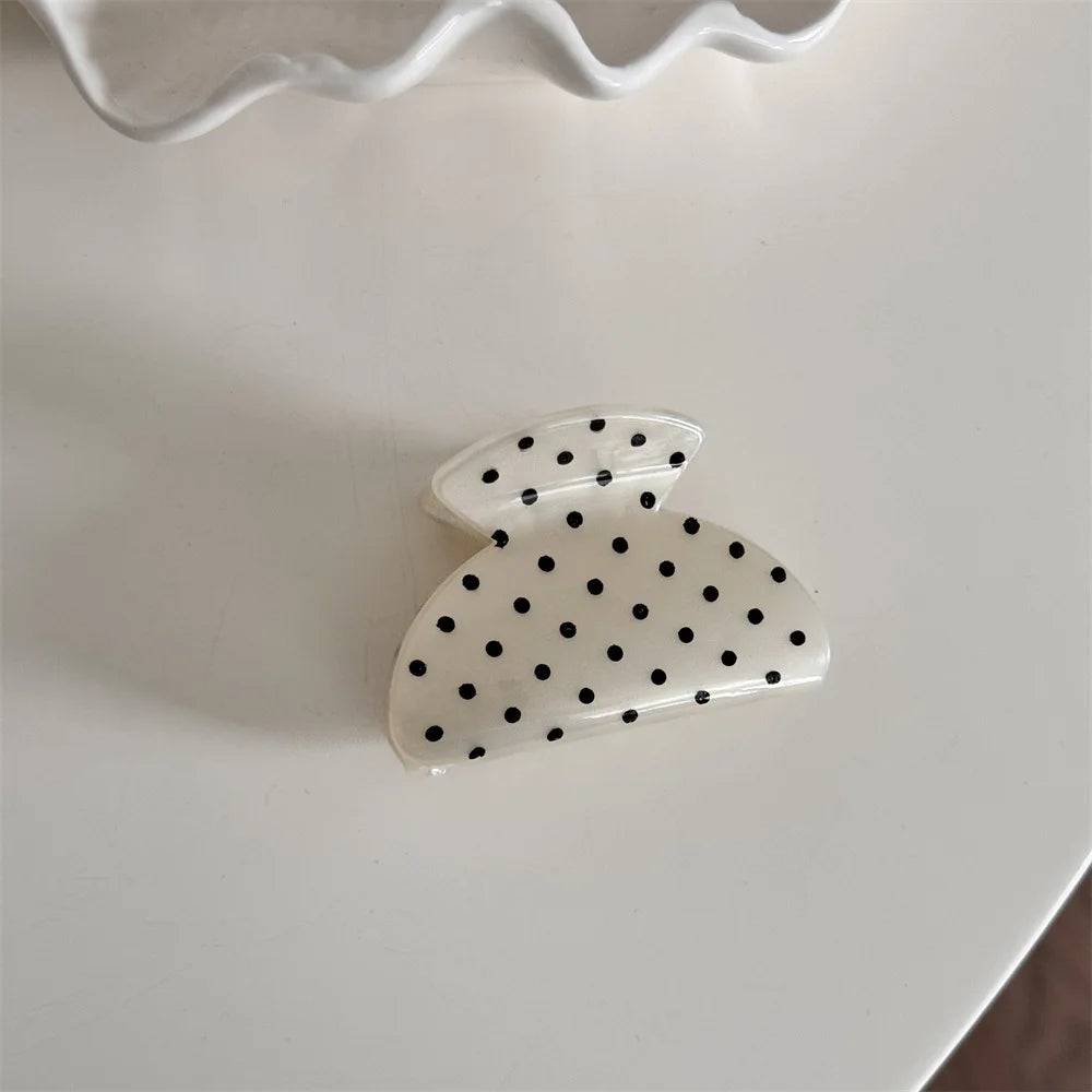 France Style Women Senior Large Black Wave Dot Design Hair Claw Barrettes Girl Fashion Hair Clip Sweet Hair Accessories Headwear