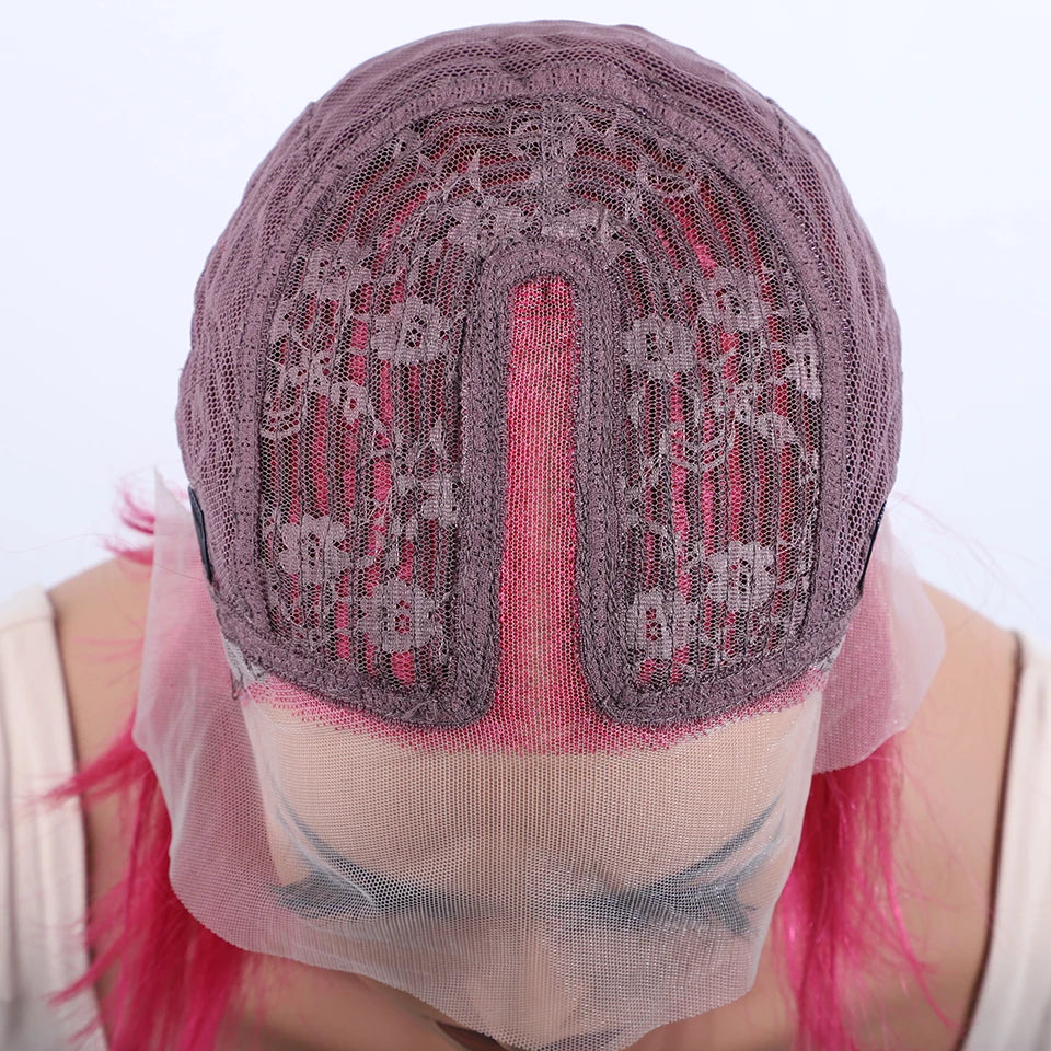 Rose Pink Hair Bob Wig Straight Human Hair Wig Human Hair Blonde 613 Lace Front Wig 100% Human Hair 180% Density Brazilian Hair