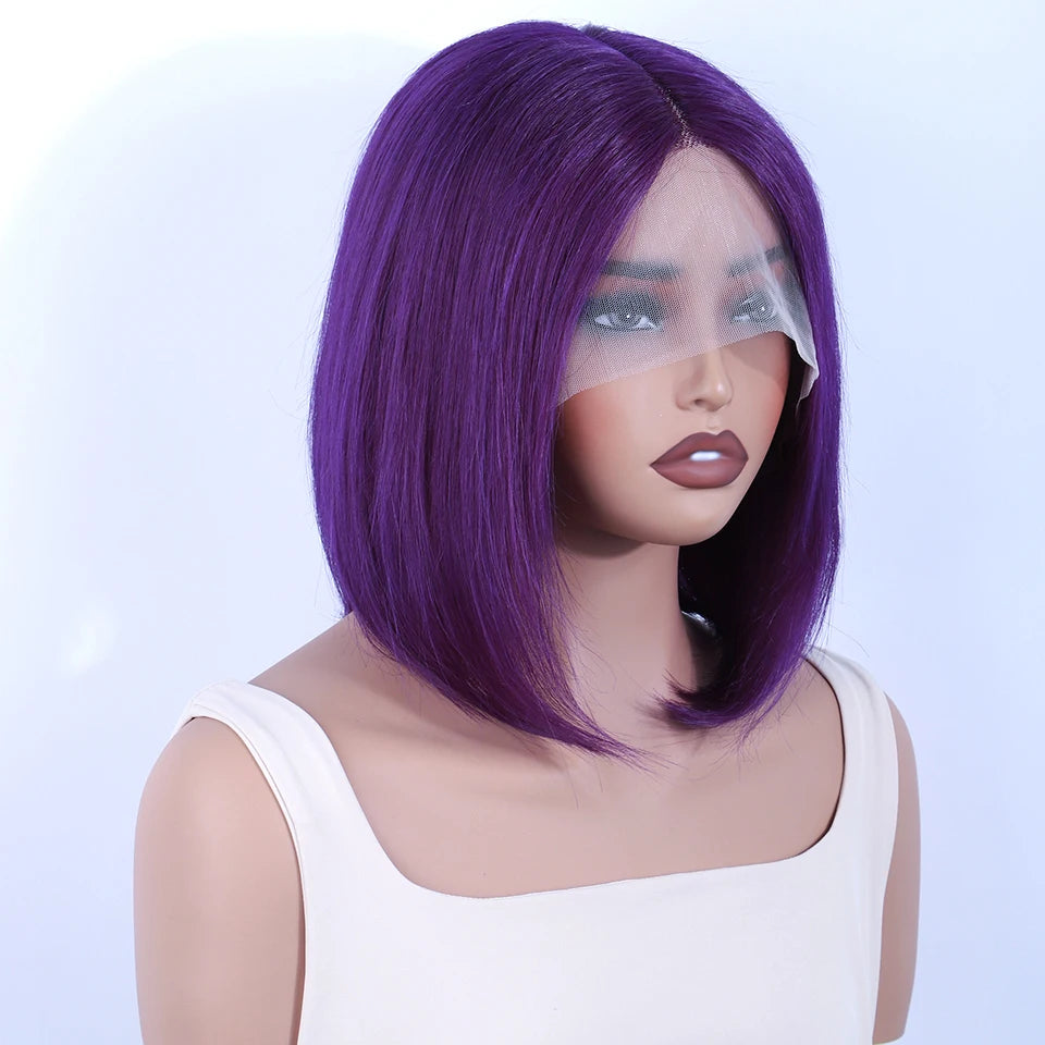 Rose Pink Hair Bob Wig Straight Human Hair Wig Human Hair Blonde 613 Lace Front Wig 100% Human Hair 180% Density Brazilian Hair