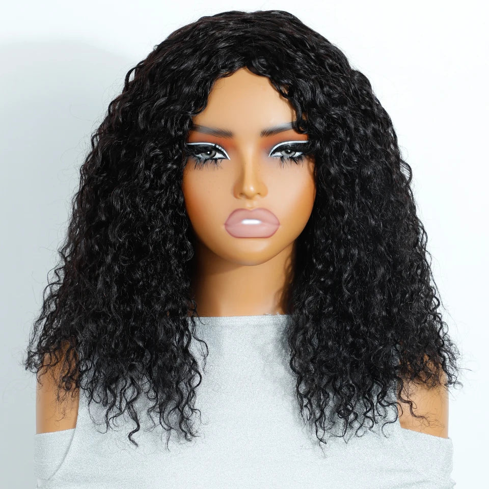 Ombre Honey Brown Curly Wig Long Curly Wave Wigs Glueless 100% Human Hair Wig Natural Cosplay Party Wear and Go Remy Hair