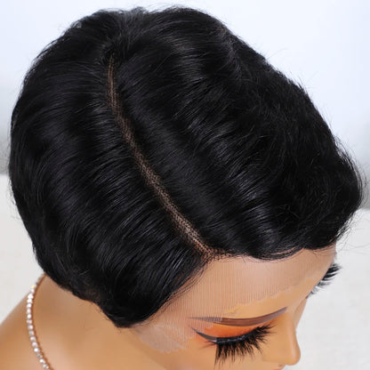 Straight Pixie Cut Wig Human Hair Wigs 13x6x1 Transparent Lace Front Short Bob Wig T Part Lace Wig Brazilian Human Hair