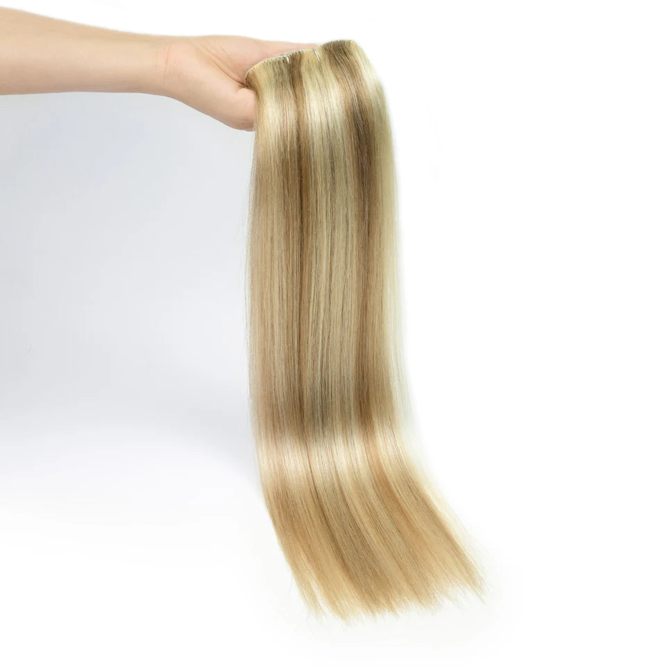 7Pcs Straight Clip ln Hair Extensions Human Hair 16-24Inch Double Weft Invisible Clip Hair Extensions Natural Human Hair