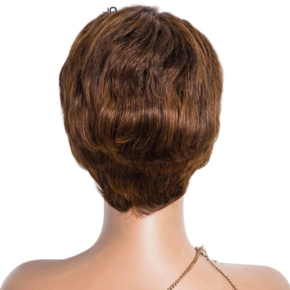Rebecca Fashion P4/30 Short Pixie Cut Straight Bob Lace Front 100% Human Hair Wigs Brazilian Remy Natural Hair Slick Back Wigs