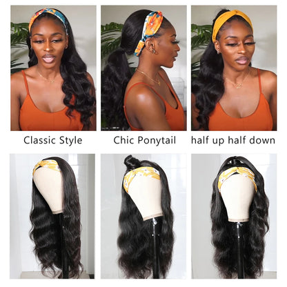 Headband Wig Body Wave Human Hair Wig 150% Density Human Hair Wigs For Black Women Machine Made Human Hair Wig Beginner Friendly