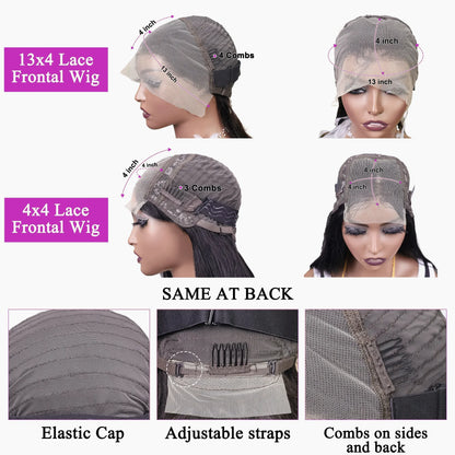 Straight Short Bob Wigs 13x4 Human Hair Lace Frontal Wigs 200% Remy Pre Plucked Transparent Lace 4x4 Short Bob Wigs For Women