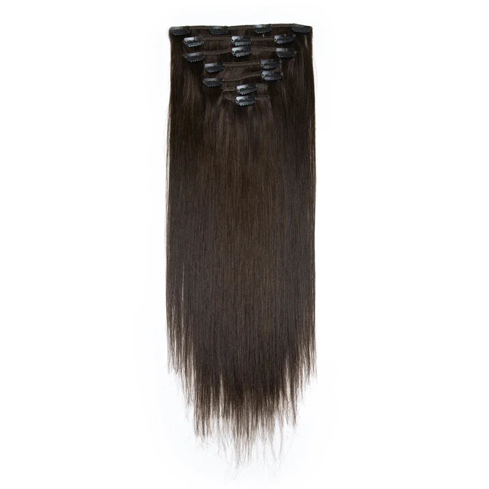 Clip In Hair Extensions Human Hair Straight Clip In Natural Black Brown Color Clip Ins Remy Hair 16 18 20 22 24 Inch For Women