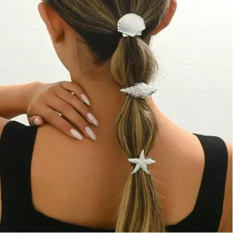New Fashionable Europe and America Golden Starfish Shell Duckbill Hair Clip for Women Elastic Girl Hair Accessories Headwear
