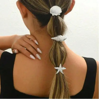 New Fashionable Europe and America Golden Starfish Shell Duckbill Hair Clip for Women Elastic Girl Hair Accessories Headwear