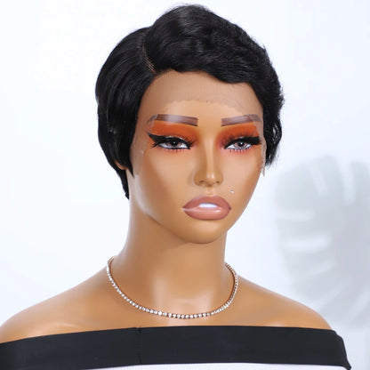 Straight Pixie Cut Wig Human Hair Wigs 13x6x1 Transparent Lace Front Short Bob Wig T Part Lace Wig Brazilian Human Hair