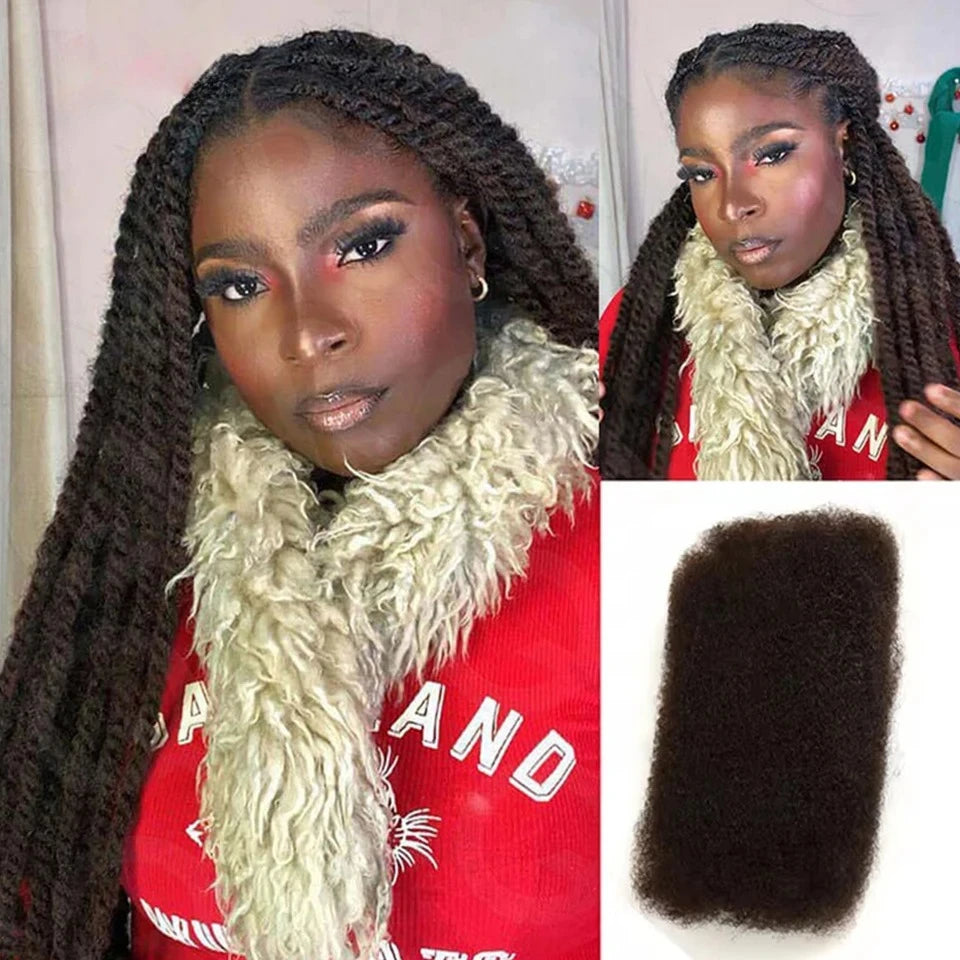 Brazilian QVR Afro Kinky Bulk Human Hair For Braiding Dreadlock Hair 50g/pc Virgin Natural Brown Black Remy Human Hair Extension