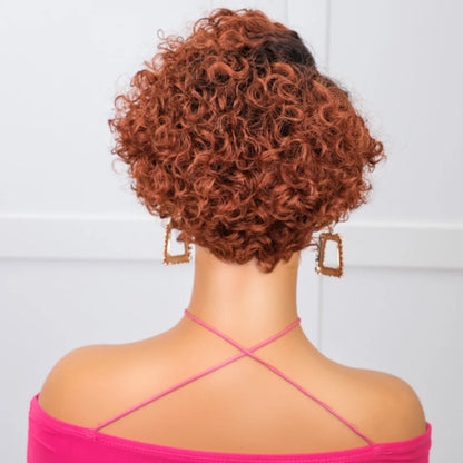 Rebecca Ginger #350 Short Bob Wig Pixie Cut Wig Curly Human Hair Wigs For Women 13x6x1 Lace Front Peruvian Deep Wave Lace Wig