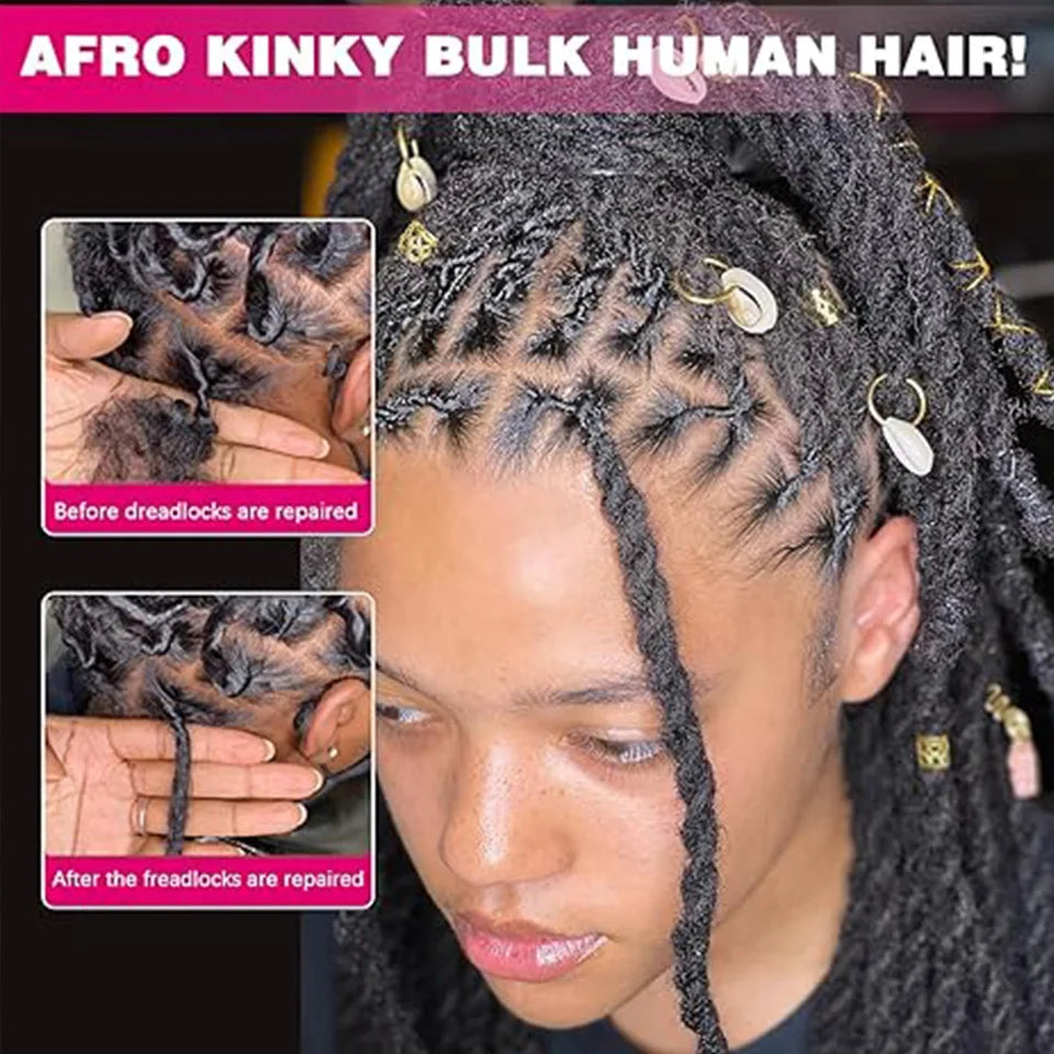 Remy Hair Afro kinky Curly Bulk Human Hair For Braiding DreadLock 50grams/pack QVR Hair Extentions Natural Locks Crochet Twist