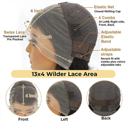 Burmese Hair Side Part Pixie Cut Straight Wigs Short Bob Hair Wig 100% Human Hair 13x4 Lace Front Human Hair Wigs Natural Color