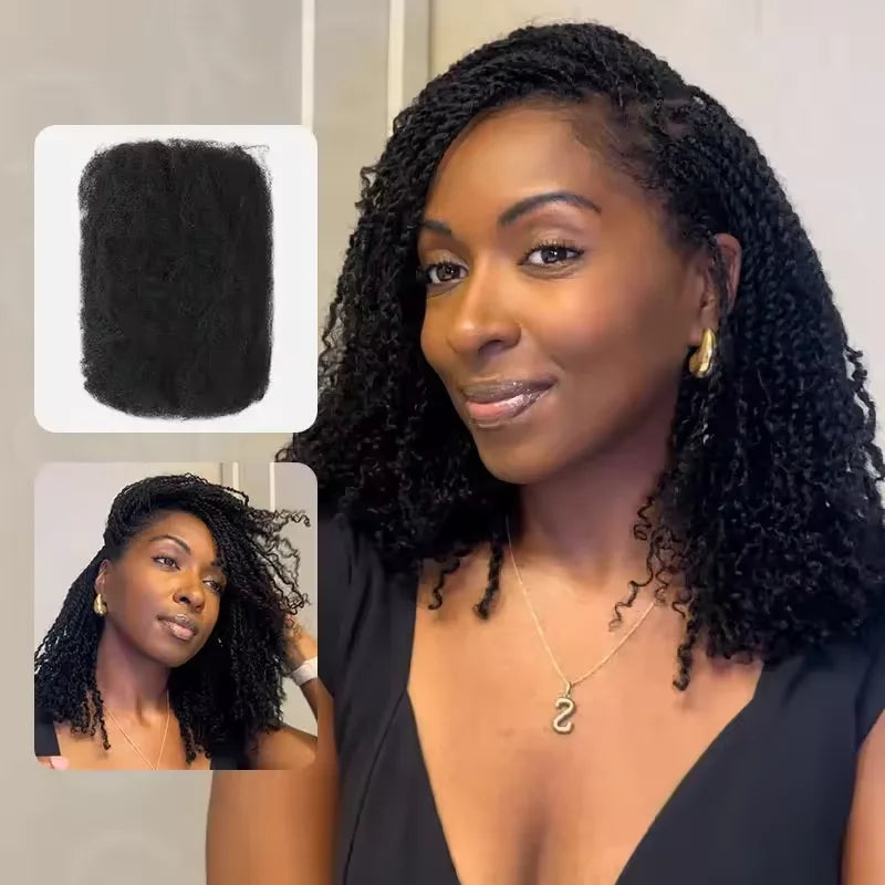 Brazilian QVR Afro Kinky Bulk Human Hair For Braiding Dreadlock Hair 50g/pc Virgin Natural Brown Remy Human Hair Extensions