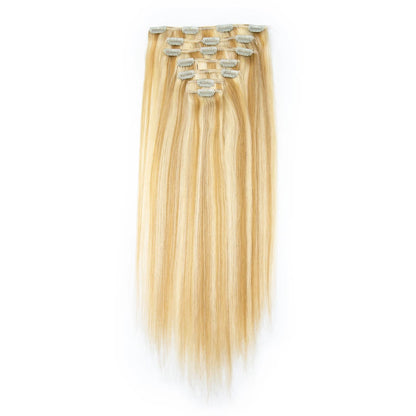 Highlight P4/27 P27/613 P6/613 P8/613 #613 Straight Clip In Hair Extensions Human Hair 7 Piece/Set In Human Hair Extensions