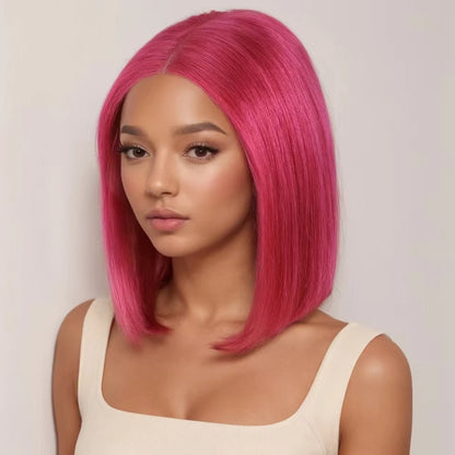 Rose Pink Hair Bob Wig Straight Human Hair Wig Human Hair Blonde 613 Lace Front Wig 100% Human Hair 180% Density Brazilian Hair