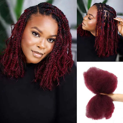 QVR Kinky Twist Style Afro kinky Bulk Braiding Human Hair for Braiding & Mini Twists & dreadlocks natural wick human braids