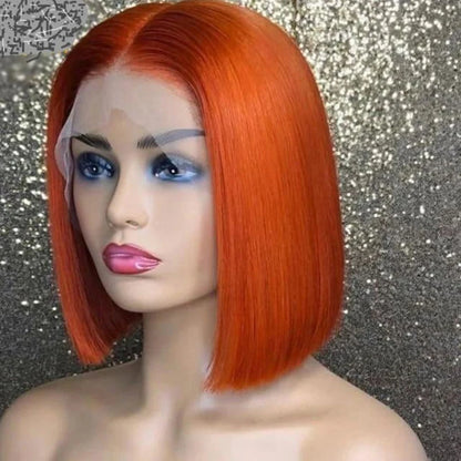 Rebecca Ombre Pink Transparent Short T Lace Bob Human Hair Wigs Peruvian Straight 13x5x1 Lace Front Wig For Women Pre Plucked