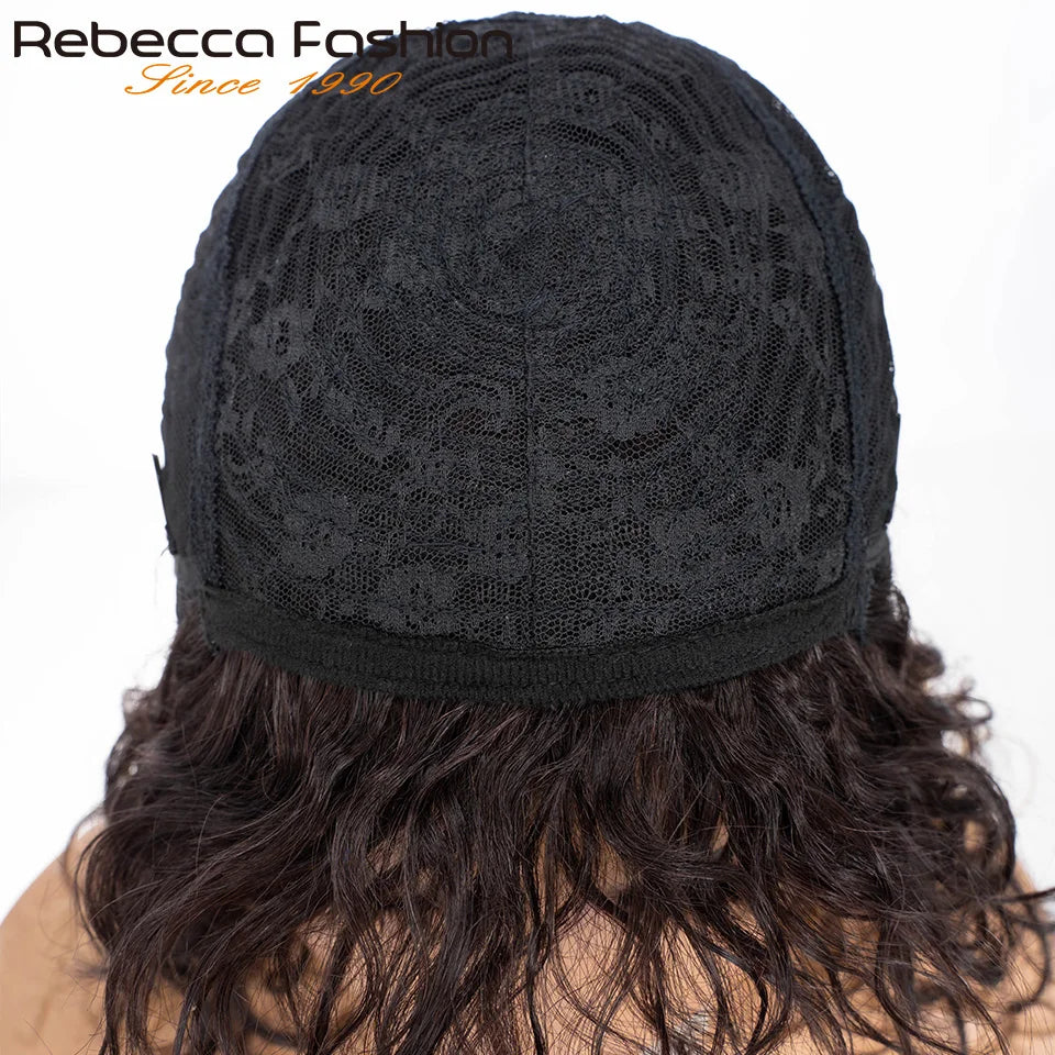 Highlight P4/30 Short Curly Human Hair Wig Cute Bob Wig Wear and Go Glueless Wigs Brazilian Remy Hair Water Wave Natural Looking