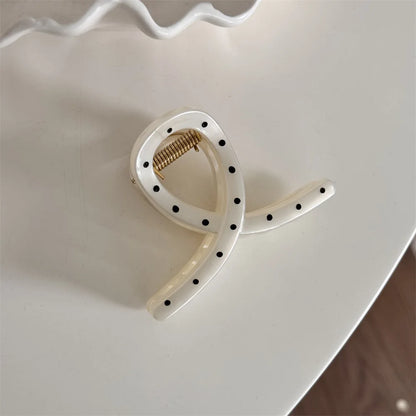 France Style Women Senior Large Black Wave Dot Design Hair Claw Barrettes Girl Fashion Hair Clip Sweet Hair Accessories Headwear