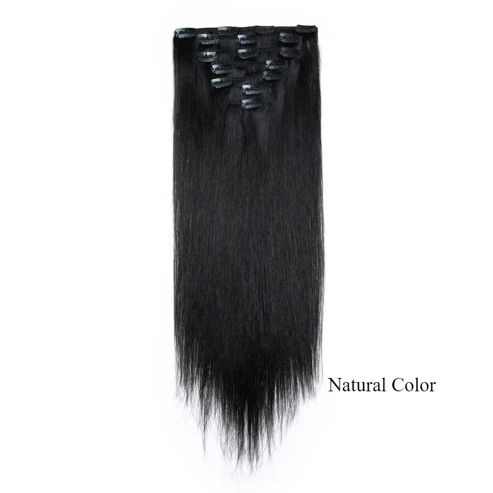 Honey Blonde#613 Human Hair 7 Pcs Clips In Extensions Straight Double Weft Hair Extensions For Women Brazilian Remy Hair 24"
