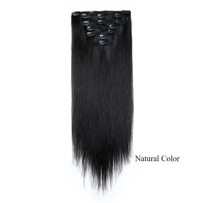 Clip In Hair Extensions Human Hair Clip In For Women Straight Double Weft Hair Extensions 7pcs/Set P4/27 Brown Honey Blonde 613