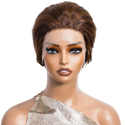 Rebecca Fashion P4/30 Short Pixie Cut Straight Bob Lace Front 100% Human Hair Wigs Brazilian Remy Natural Hair Slick Back Wigs