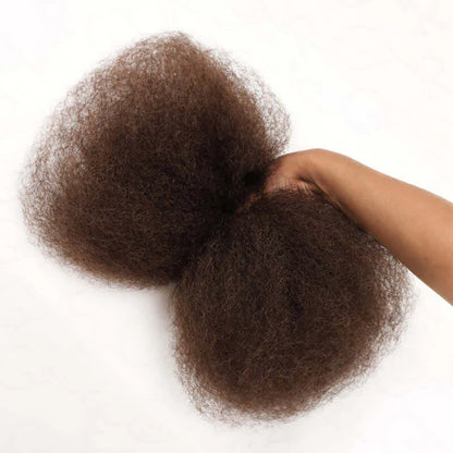 QVR Dark Brown Afro kinky Bulk Hair Extensions For Braiding Dreadlock Afro Kinky Curly Human Hair No Attachment 50grams/Pack