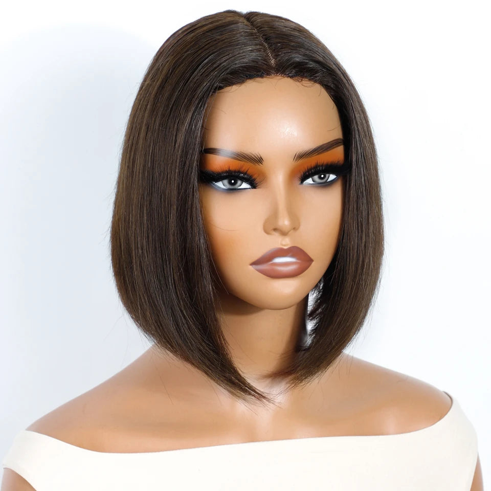 Rebecca Ombre Blonde Short Straight Bob 4x1 Part Lace 100% Human Hair Wigs For Women Glueless Brazilian Remy Hair Colored Wig