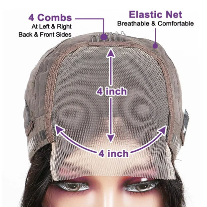Straight Short Bob Wigs 13x4 Human Hair Lace Frontal Wigs 200% Remy Pre Plucked Transparent Lace 4x4 Short Bob Wigs For Women