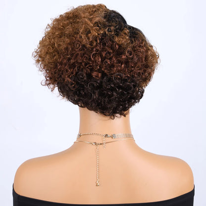 Rebecca Ginger #350 Short Bob Wig Pixie Cut Wig Curly Human Hair Wigs For Women 13x6x1 Lace Front Peruvian Deep Wave Lace Wig