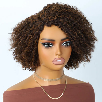 Short Bob Lace Wig Afro Kinky Curly Brazilian Deep Curly Human Hair Wig With Baby Hair Pixie Water Wave Bob Wig For Black Women