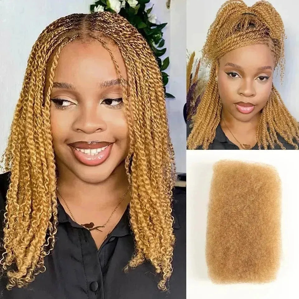 QVR Remy Afro kinky Curly Bulk Human Hair For Braiding Dreadlock Extension Loc Repair Mini Twist 50grams/pc Natural Braids Hair