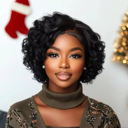 Rebecca Body wave Bob Human Hair Wigs For Women 4X1 Lace Indian Hair Wigs Natural Black 100% Real Short Bodywave Bob Lace Wigs