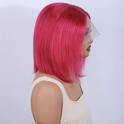 Rose Pink Hair Bob Wig Straight Human Hair Wig Human Hair Blonde 613 Lace Front Wig 100% Human Hair 180% Density Brazilian Hair