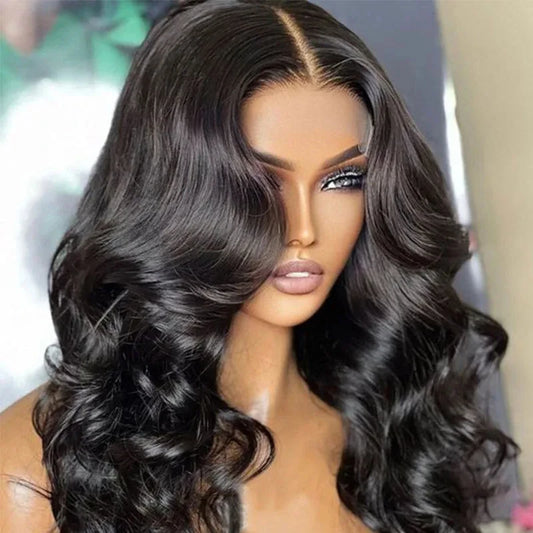 180D Pre Plucked Transparent Swiss Lace Front Human Hair Wig Body Wave Lace Middle Part Short Human hair Wigs For Women