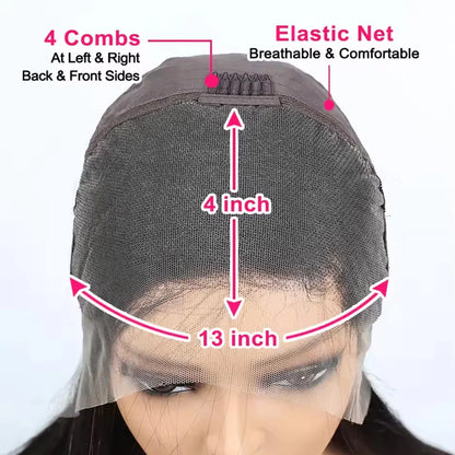 13X4 Chocolate Brown Straight Bob Wig 4X4 Silky Straight HD Lace Frontal Wig Natural Hairline Pre Plucked Human Hair 100% 16Inch