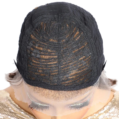 Rebecca Fashion P4/30 Short Pixie Cut Straight Bob Lace Front 100% Human Hair Wigs Brazilian Remy Natural Hair Slick Back Wigs