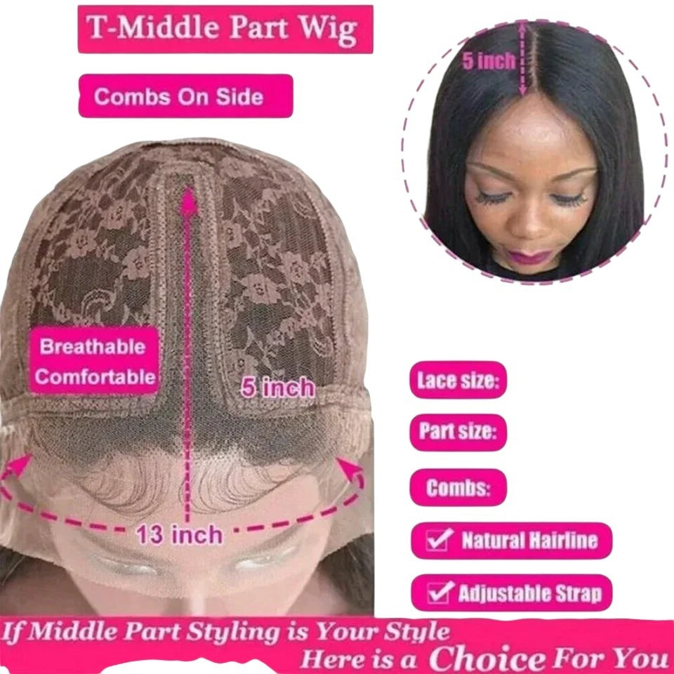 RitzWigs 13x5 inch T-part lace front wig cap construction with breathable lace and adjustable straps for middle part