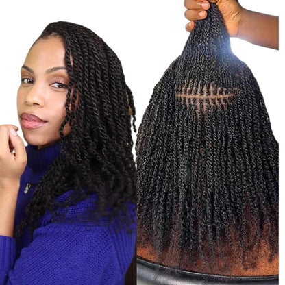 RitzWigs afro kinky bulk hair extensions in a natural black colour, styled as twists on a model.