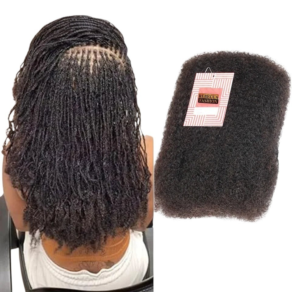 RitzWigs afro kinky bulk hair extensions for braiding, featuring a natural dark brown texture and lightweight feel.