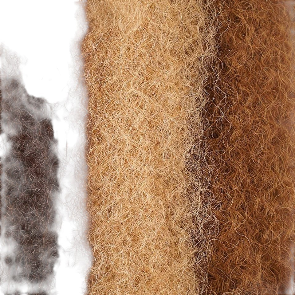 RitzWigs afro kinky bulk human hair extensions in various brown shades with a tight curly texture for braiding
