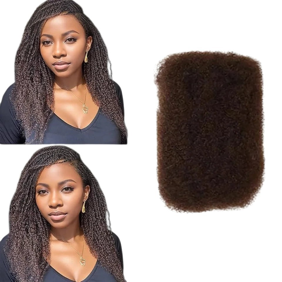 RitzWigs afro kinky bulk human hair for braiding and locs, featuring a natural dark brown curly texture.