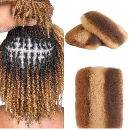 RitzWigs afro kinky bulk human hair extensions in a multi-tonal brown ombre for braiding, twists, and dreadlocks.