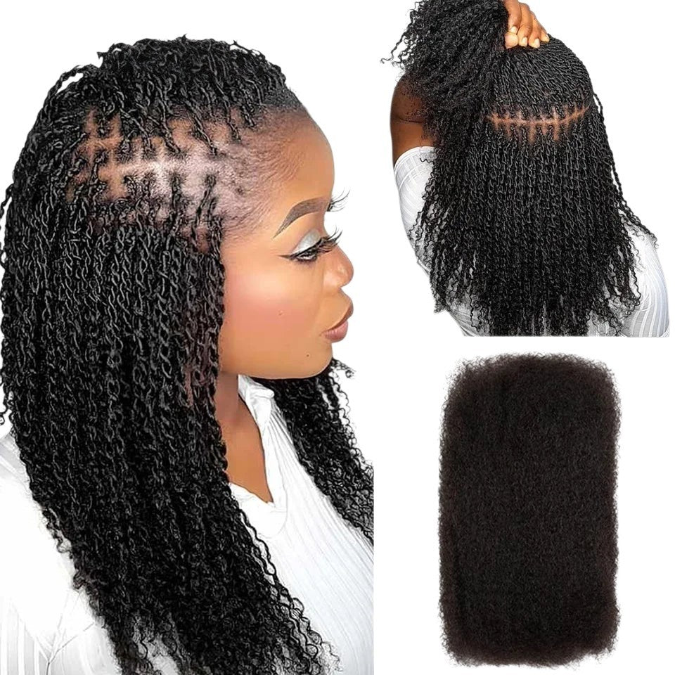RitzWigs afro kinky curly human hair bulk for braiding, featuring a natural black texture for twists and locs.