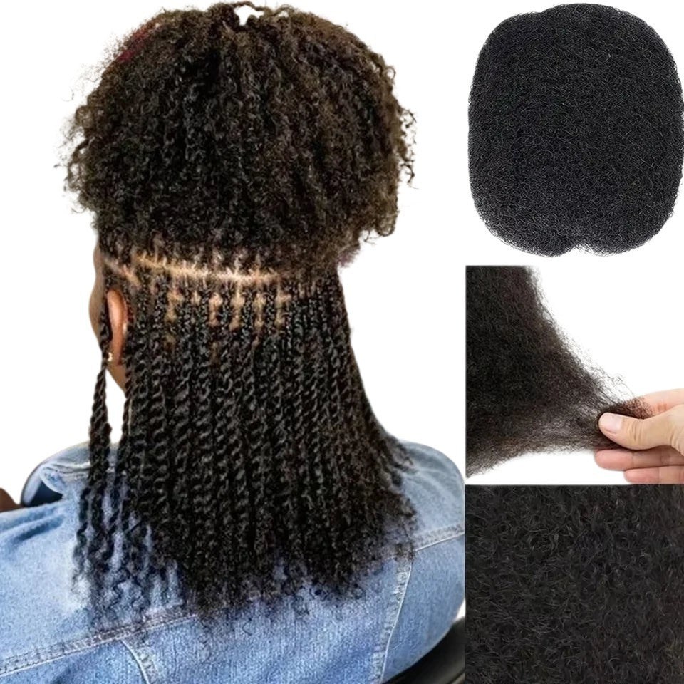 RitzWigs afro kinky curly human hair bulk for braiding, showing a natural textured twist style and close-up details.